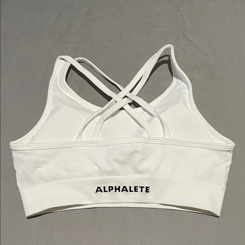Alphalete White Cross-Back Sports Bra